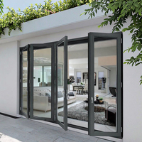 Puertas y Ventanas Plegables Fijas de Vidrio Doble, Modernas, Verticales, de Aleación de Aluminio, Insonorizadas, de Tamaño Personalizado, para Uso Exterior