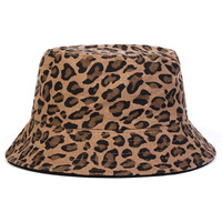 Chapeau Bob Rétro Style Coréen Imprimé Léopard Hip Hop Réversible Protection UV Unisexe pour la Pêche