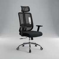 Chaise de bureau pivotante à hauteur réglable avec base chromée, chaise de bureau ergonomique en maille avec appui-tête