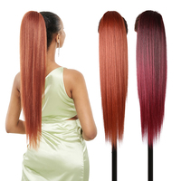 Queue de cheval synthétique Julianna Wholesale Premium Futura Fiber 28 pouces, lisse Yaki, avec cordon de serrage, extensions capillaires