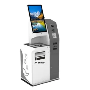 Self Service Touch screen A4 document printing and scanning kiosk with metal keyboard