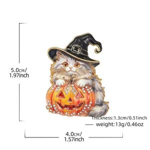 Pins Metálicos de Aleación de Zinc <span class=keywords><strong>con</strong></span> Diseño de Calabaza Negra, <span class=keywords><strong>Jack</strong></span> O' Lantern y Bruja de Halloween, <span class=keywords><strong>con</strong></span> Recubrimiento de Níquel, Unisex para Ropa y Bolsos - Product Image 5