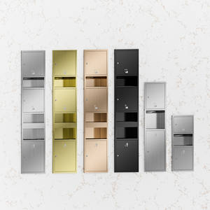 ถังขยะสแตนเลสพร้อมช่องเก็บกระดาษชำระพร้อมถังขยะแบบใช้มือ SUS304ใช้ในเชิงพาณิชย์ติดผนัง - Product Image 1