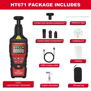 Tachymètre numérique HABOTEST HT671, compteur de vitesse laser sans contact, outil de mesure de régime industriel de qualité professionnelle - Product Image 5