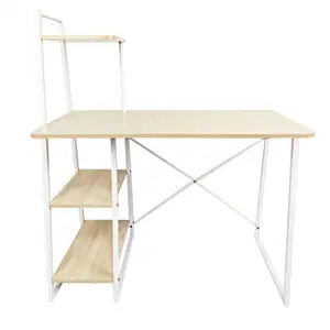 3 tiers storage white fancy wooden computer desk with desktop for study home