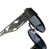 Lunettes de soleil punk rétro légères en métal, monture ronde ajourée personnalisable, motif dragon et phénix, pour hommes et femmes, style steampunk
