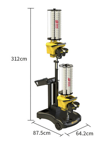 SIBOASI SS-B8025 Dual-Machine Badminton Launcher-Durable & Flexible 400-Shuttle Capacity APP+Remote Control for School/Club