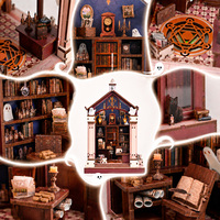 OCHOICE Venta al por Mayor: La Biblioteca Fantasma, Rompecabezas 3D de Madera, Casa de Muñecas en Miniatura con Luz LED para Decoración del Hogar, Set de Regalo