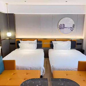 Economical Hotel Bedroom Furniture Sets Modern Wood Frame Twin Bed With Nightstand Headbaord TV Cabinet <b>Sofa</b> & <b>Side</b> Coffee <b>Table</b> - Product Image 2