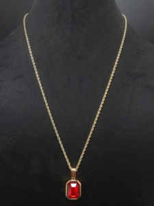 Ciondolo quadrato in cristallo rosso, verde, beige, nero. <span class=keywords><strong>Collana</strong></span> a Catena Stile Corda in Acciaio - Product Image 2