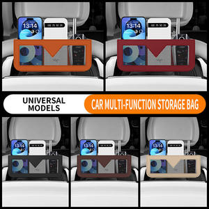 Sac de rangement pour voiture avec support de téléphone, pochette adhésive en cuir, étui suspendu - Product Image 2