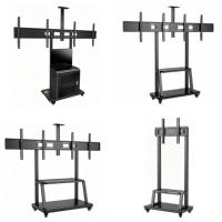 Chariot TV double robuste sur roulettes, réglable en hauteur, mobile, pour affichage multi-écrans, charge maximale 150 kg, pour bureau et affichage commercial