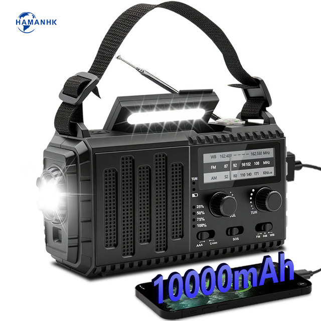 Portable Radio Solar Led Flashlight Radio Portable Am Fm Noaa Self Powered Dynamo Emergency Solar Hand Crank Radio