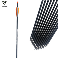 Flèches en carbone Color Vane 30 pouces, spine 500, avec pointe en acier pour débutants en tir à l'arc et entraînement au tir avec arc recurve
