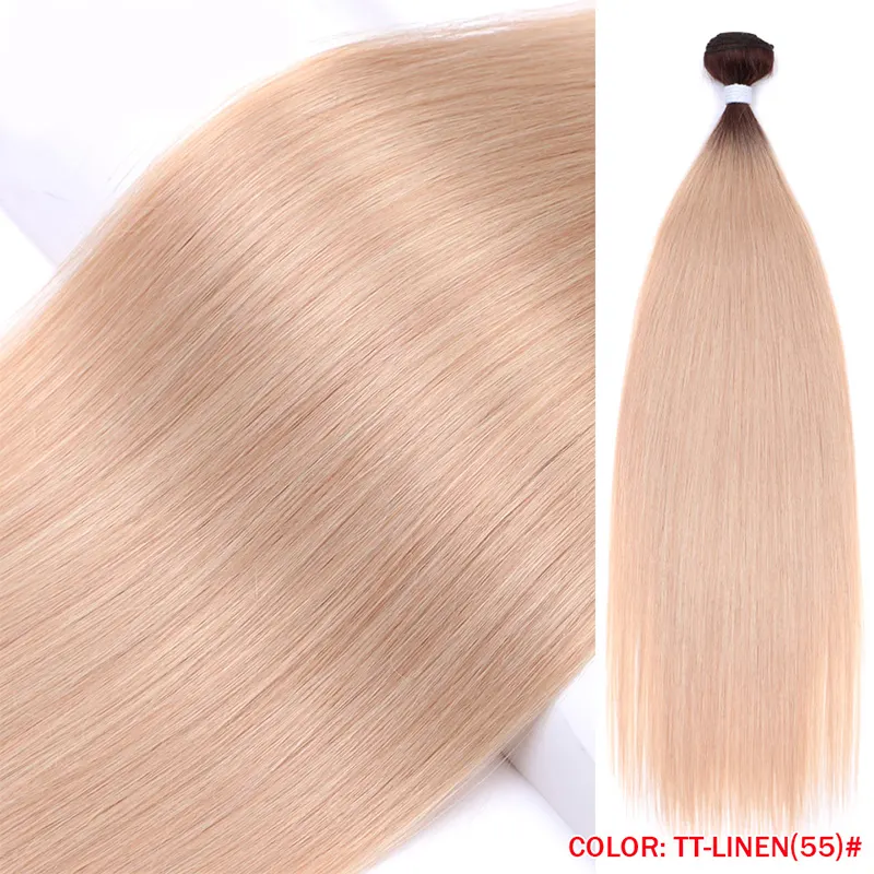 Hot sale premium fiber 12 to 36 inches heat resistant ombre blonde weave bone straight hair bundles synthetic hair extensions