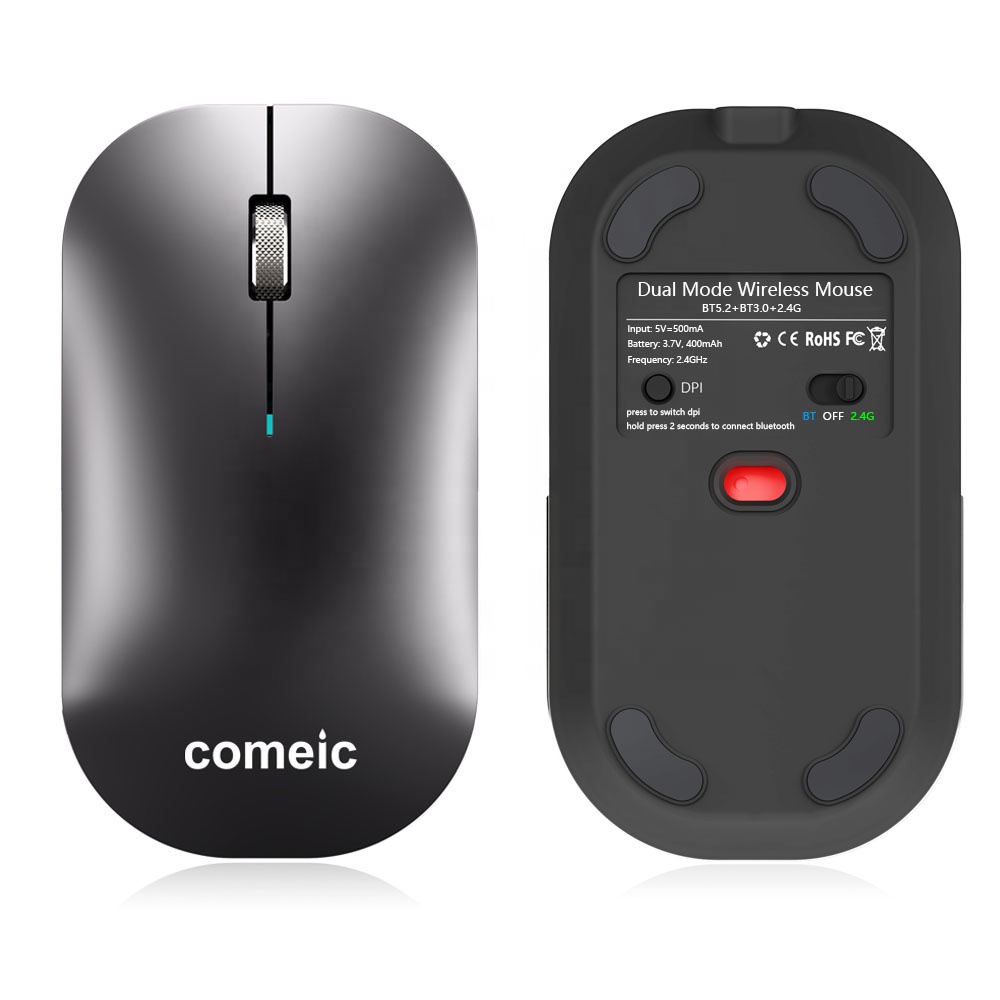 Новинка, патент Comeic, Двухрежимная беспроводная мышь M8 с BT5.2 + BT3.0 + 2,4G Type C, перезаряжаемая и Магнитная Крышка для нескольких устройств