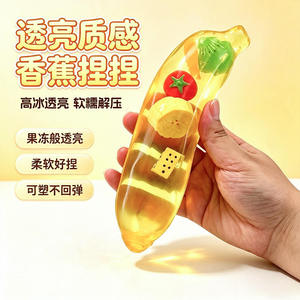 Juego de Juguetes Blandos de Gelatina de Frutas al por Mayor, Fresa, Plátano, Manzana, Juguetes Antiestrés de Cristal, Juguetes Sensoriales de Subida Lenta - Product Image 3
