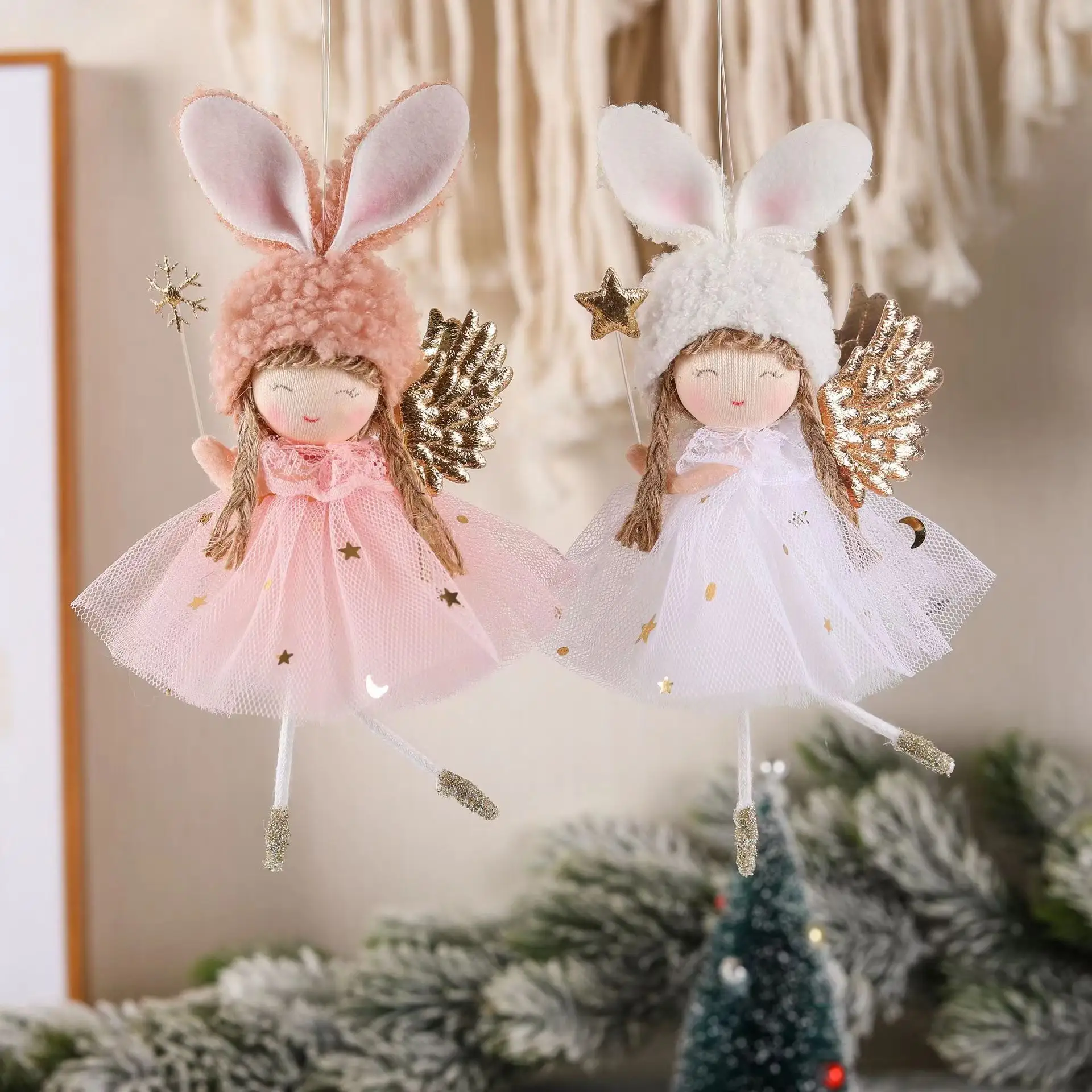 Ledakan dekorasi Natal ins angin lucu kerudung malaikat boneka liontin kreatif dekorasi pohon Natal boneka perempuan