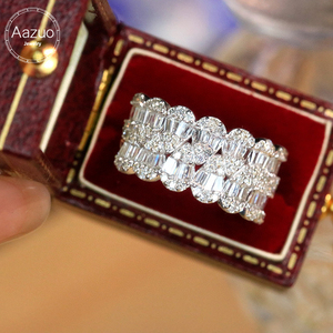 Aazuo, joyería de lujo, anillos de oro blanco macizo de 18 quilates, diamantes naturales, anillo de compromiso de moda, regalo para mujer, fiesta de banquete de alta gama - Product Image 1