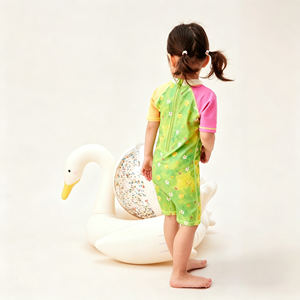 <span class=keywords><strong>Maillot</strong></span> de bain une pièce pour filles, UPF 50+, manches courtes, protection solaire, séchage rapide, tie-dye, color block, raglan, plage - Product Image 6