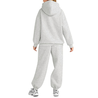 Vêtements de créateur personnalisés en gros OEM ODM, 100% coton, broderie/impression de logo, ensemble 2 pièces à capuche ample et tendance pour femmes
