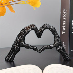 Cadılar bayramı reçine aşk el heykeli için heykeli kalp şekilli kemik jest heykel kafatası el süsleme cadılar bayramı dekor için - Product Image 4