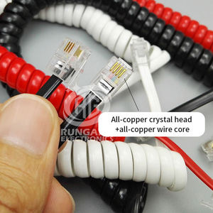 Кабель телефонный RG, 2 пары, 4 жилы, медный, Cat3, 4P4C, RJ9/RJ11, RJ91, патч-корд, 6-жильный, многожильный, сертифицированный CE, витой - Product Image 2