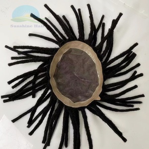 Prothèse capillaire en <span class=keywords><strong>dreadlocks</strong></span> pour hommes noirs, cheveux Remy, avec nœuds invisibles blanchis, sans perte ni nœuds, cheveux indiens - Product Image 6