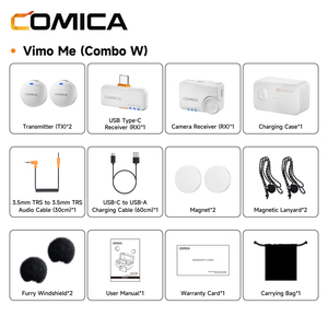 COMICA Vimo Me (Combo) Micrófono Lavalier Inalámbrico Mini Condensador Blanco de Aleación de Aluminio 2TX+2 RX con Reducción Inteligente de Ruido para Video - Product Image 2