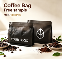 Sachet à café à fond plat imprimé sur mesure avec valve de dégazage pour grains torréfiés, pochette verticale haute barrière OEM