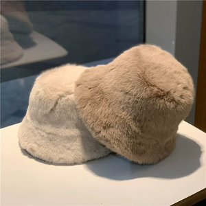 Luxury Simple Fashion Plush Unisex Winter Denim Fleece Face Small Bucket Fisherman Party Hat <b>Head</b> <b>Wrap</b> Warm - Product Image 2
