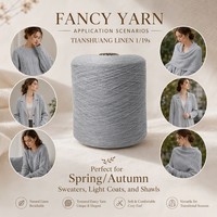 Fil à tricoter texturé en mélange de lin épais 1/19s pour pull, cardigan, châle, écharpe – Chaud, doux et confortable