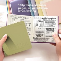 Carnet portable carré en PU, 80 feuilles (40 quadrillées + 40 pages vierges) – Journal de planification pour étudiants