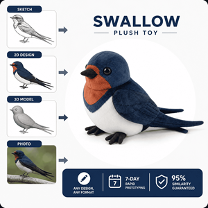 Peluche <span class=keywords><strong>de</strong></span> Golondrina, Mascota <span class=keywords><strong>de</strong></span> Peluche, Fabricante <span class=keywords><strong>de</strong></span> Peluches OEM ODM, Diseño Personalizado, Juguete <span class=keywords><strong>de</strong></span> Peluche, Diseño <span class=keywords><strong>de</strong></span> Personajes, Logotipo Personalizado - Product Image 3