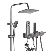 Espace aluminium pluie gris colonne de douche mitigeur robinet Chrome Piano Key ensembles de salle de bain Jet Massage Spray accessoires de salle de bain