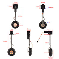 Par de trenes de aterrizaje principales eléctricos retráctiles extra altos para avión RC, rueda de 3 pulgadas, pata metálica ZY15091SM 13001