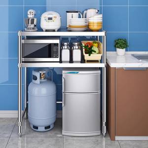 Support en acier inoxydable à deux couches <span class=keywords><strong>pour</strong></span> meubles de maison <span class=keywords><strong>pour</strong></span> cuisinière à gaz four réfrigérateur Machine à laver <span class=keywords><strong>cuisine</strong></span> support de réservoir de gaz - Product Image 4