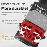 Interruptor de botón de enganche de 22mm LED IP65 24V autoblocante punto plateado 1NO1NC interruptor de parada de emergencia