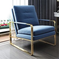 Fauteuil moderne en tissu et velours avec structure en acier inoxydable pour salon, chaise longue, hôtel, appartement, salle à manger, mobilier de maison