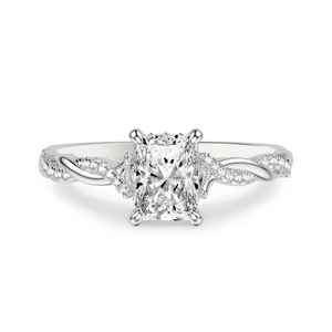 Anillo de compromiso personalizado de oro rosa de 14 quilates con diamante de corte radiante cultivado en laboratorio, tallo retorcido, pavé lateral, certificado IGI, aniversario de boda - Product Image 6
