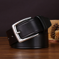 Sabuk Kulit Embossing Vintage untuk Pria dengan Gesper Baja Tahan Karat Asli Kulit Berkualitas Tinggi Sabuk Jeans Kasual Serbaguna untuk Pria.