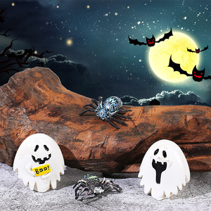 Décorations fantômes en résine pour Halloween, ensemble de 4 décorations miniatures d'intérieur et d'extérieur pour fête d'Halloween - Product Image 2