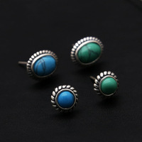 Boucles d'oreilles en argent sterling 925 avec pierre précieuse turquoise pour femmes, cadeau, bijoux de fête