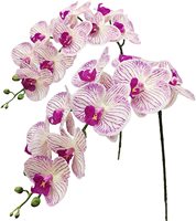 Tiges d'orchidées artificielles, fleurs au toucher réel, branches de Phalaenopsis, 9 grandes fleurs, 38 pouces, 2 pièces, blanches, Halloween, Nouvel An, événements