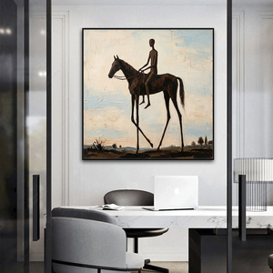 Peinture à l'huile originale sur toile, personnalisée et peinte à la main, représentant un homme et un cheval, pour <span class=keywords><strong>d</strong></span>écoration murale moderne, Meilleure œuvre <span class=keywords><strong>d</strong></span>'<span class=keywords><strong>art</strong></span> - Product Image 2
