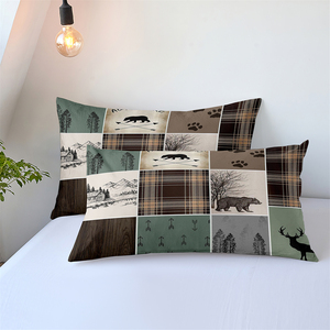 Tự Nhiên Cabin Retro Mộc Mạc Lodge Bộ Đồ Giường Bộ Gấu Deer Đất Nước Săn Bắn Sọc In Chất Lượng Ngủ Cho Cuộc Phiêu Lưu Ngoài Trời - Product Image 2