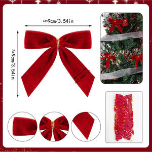 Decoraciones Navideñas con Lazo de Terciopelo Rojo para Árbol de Navidad, Adornos Festivos Ideales para Decoración Navideña y Regalos - Product Image 2