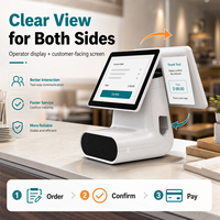 Terminal POS Android Layar Ganda All-in-One Touch Cash Register WiFi/USB Kode QR/Pengenal Wajah Restoran Kafe Kedai Teh Susu