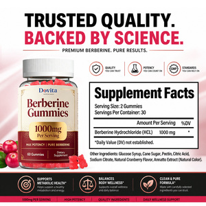 Gummies de berbérine personnalisées en marque blanche OEM, 60 unités, qualité supérieure, excellent goût, complément alimentaire végétalien, certifié GMP, ISO 22000 - Product Image 2