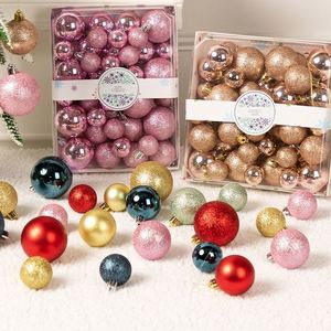Ensemble de boules de Noël en plastique personnalisées en stock pour l'exportation, boîte cadeau de 42 pièces, ornements d'arbre de 3/4/5 cm, boules imprimées en sérigraphie - Product Image 1